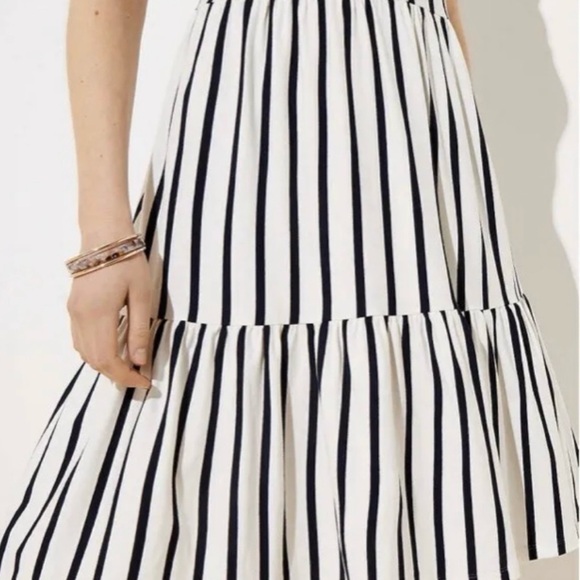 LOFT Striped Tiered Square Neck Dress - Picture 5 of 10